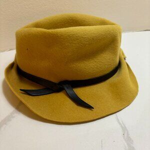 Mr John 1950s Vintage Felt Mustard Colored Hat with Black Ribbon